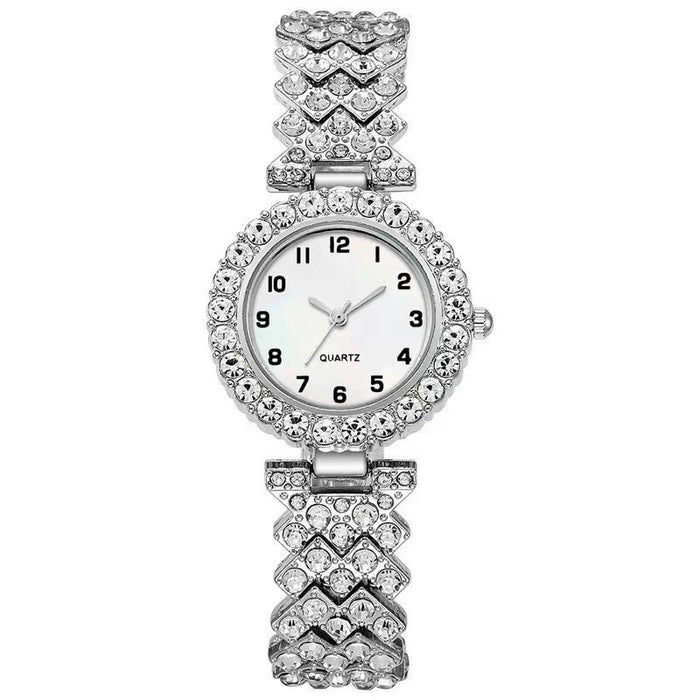 "Elegant Silver Women's Quartz Watch & Bracelet Gift Set – Timeless Luxury Jewelry" Fashion Jewelry 2pcs