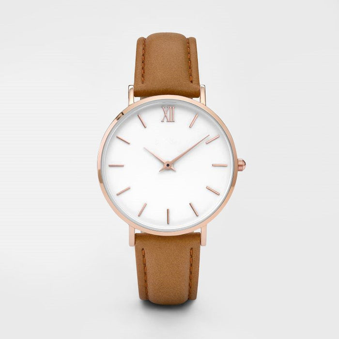 "Stylish Women's Quartz Watch – Lightweight PU Leather Strap & Alloy Case"