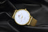 "Golden Fashion Quartz Watch – Circular Dial with Stainless Steel Clasp"