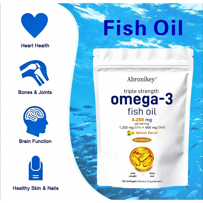 Abronikey Triple Strength  3 Fish Oil Supplements 4200mg Per Serving