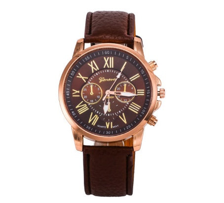 "Geneva Retro Quartz Watch – Stylish Three-Eye Design for Men & Couples"